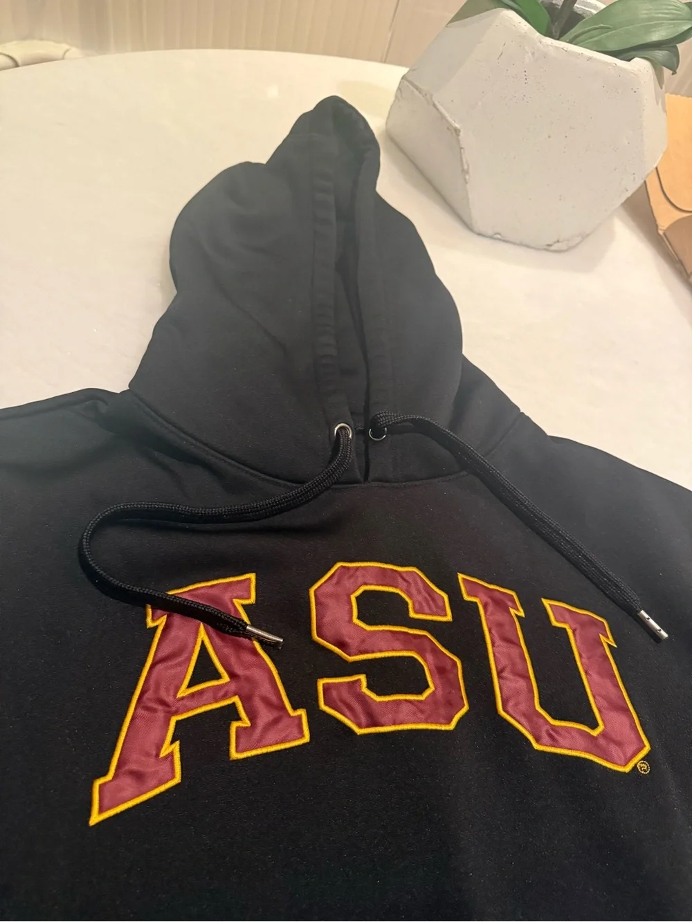 ASU Black Hooded Sweatshirt with Maroon & Gold Lettering